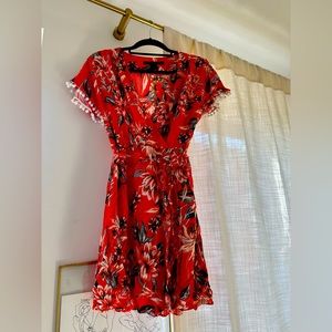 Red dress with print from French Connection, size M
